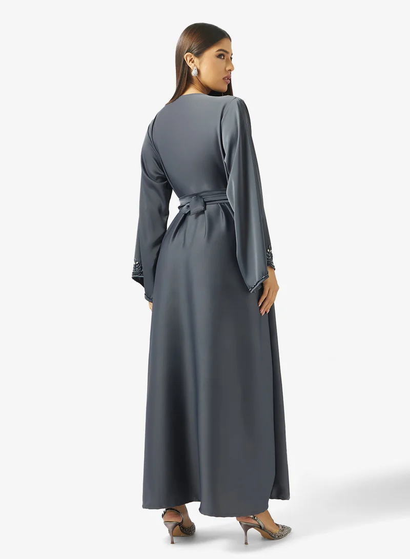 hayas closet Embellished Belted Jalabiya